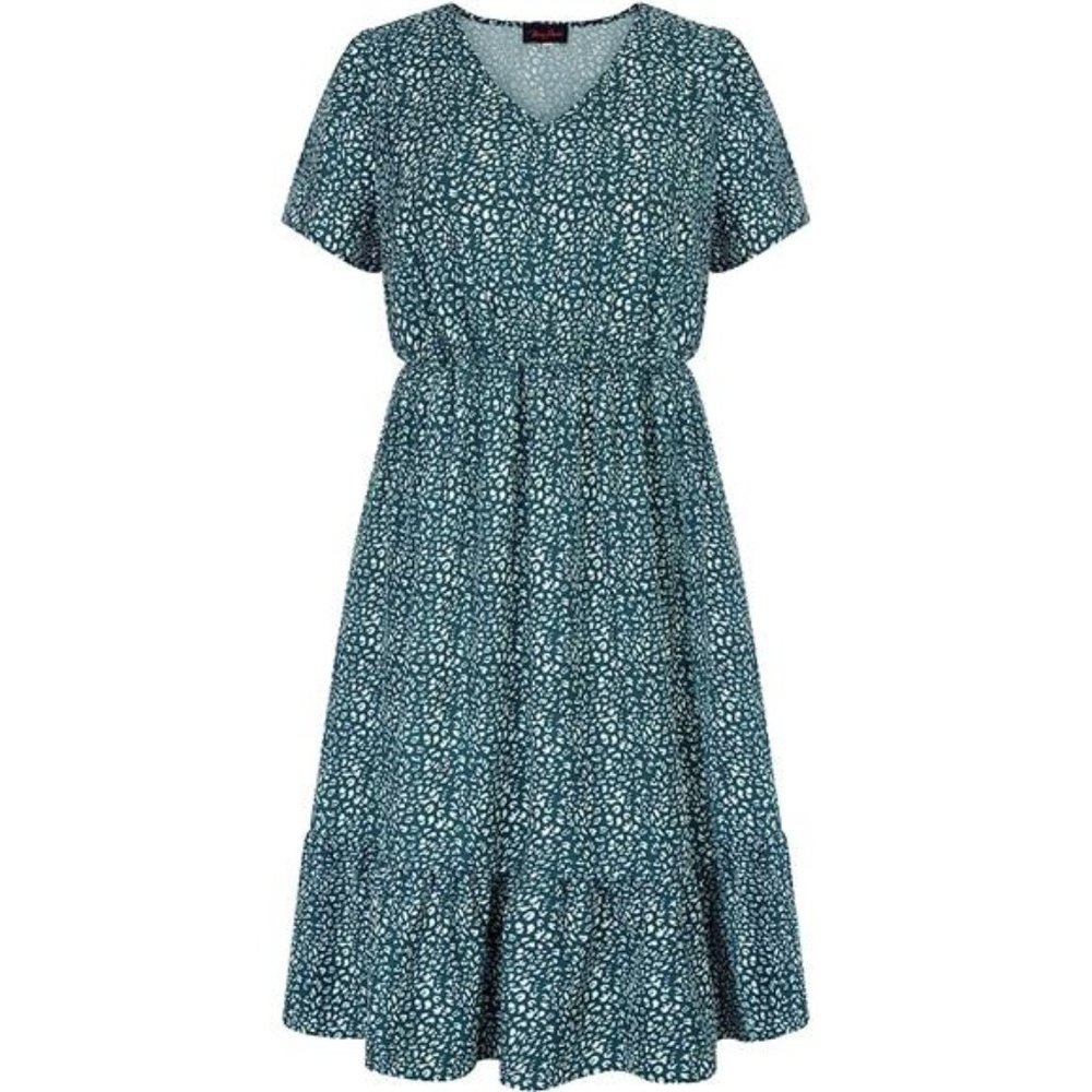 Women's Plus Size V-neck Boho Dress with Pockets Lightweight High Waist, Green